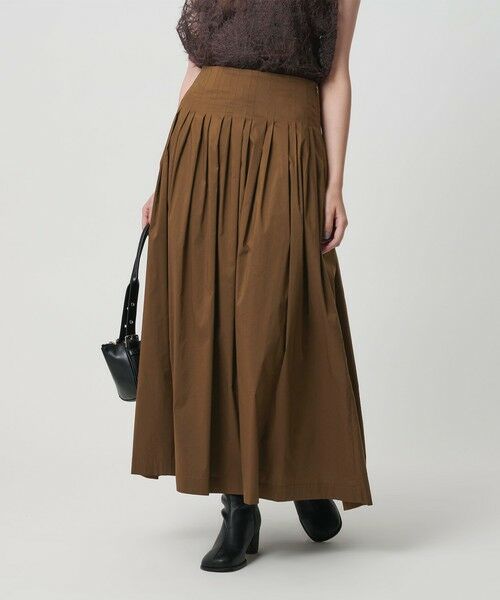 BEAUTY & YOUTH UNITED ARROWS/ビューティー&ユース ユナイテッドアローズ ポリエステルコットン タックフレアスカート DK. BROWN S BEAUTY & YOUTH UNITED ARROWS/ビューティー&ユース ユナイテッドアローズ ポリエステルコットン タックフレアスカート DK. BROWN S