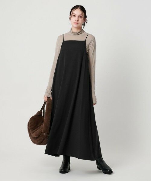 BEAUTY&YOUTH UNITED ARROWS / ビューティー&ユース ユナイテッドアローズ ミニ丈・ひざ丈ワンピース | ポリエステルレーヨンブレンド フレア キャミソールワンピース | 詳細3