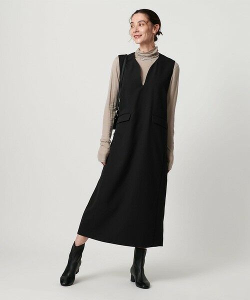 BEAUTY&YOUTH UNITED ARROWS / ビューティー&ユース ユナイテッドアローズ ロング・マキシ丈ワンピース | 【WEB限定】ドレープツイル キーネックワンピース ウォッシャブル | 詳細1
