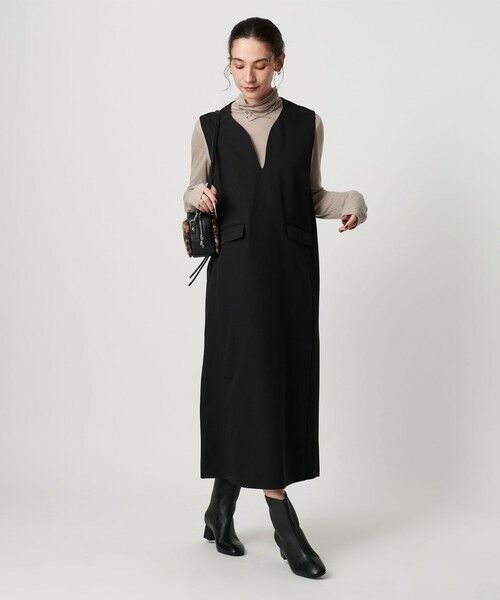 BEAUTY & YOUTH UNITED ARROWS/ビューティー&ユース ユナイテッドアローズ 【WEB限定】ドレープツイル キーネックワンピース ウォッシャブル BLACK FREE BEAUTY & YOUTH UNITED ARROWS/ビューティー&ユース ユナイテッドアローズ 【WEB限定】ドレープツイル キーネックワンピース ウォッシャブル BLACK FREE
