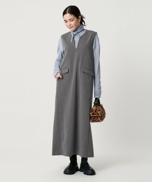 BEAUTY&YOUTH UNITED ARROWS / ビューティー&ユース ユナイテッドアローズ ロング・マキシ丈ワンピース | 【WEB限定】ドレープツイル キーネックワンピース ウォッシャブル | 詳細11