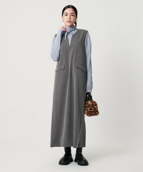 BEAUTY&YOUTH UNITED ARROWS / ビューティー&ユース ユナイテッドアローズ ロング・マキシ丈ワンピース | 【WEB限定】ドレープツイル キーネックワンピース ウォッシャブル | 詳細10