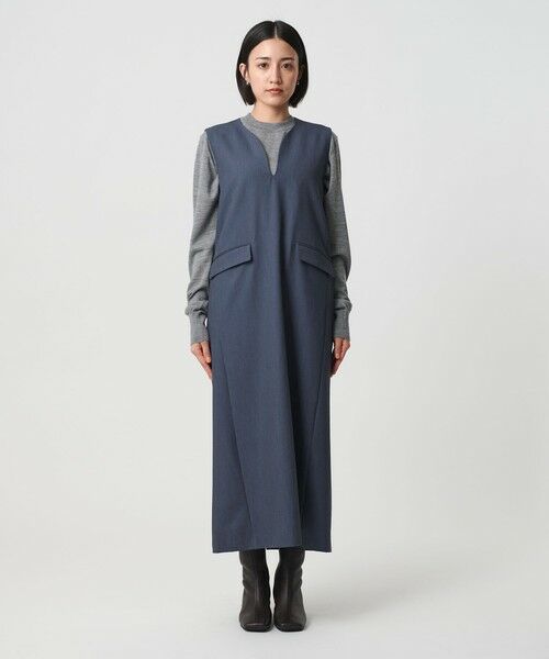 BEAUTY&YOUTH UNITED ARROWS / ビューティー&ユース ユナイテッドアローズ ロング・マキシ丈ワンピース | 【WEB限定】ドレープツイル キーネックワンピース ウォッシャブル | 詳細25