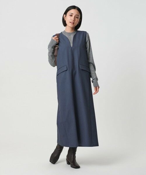 BEAUTY&YOUTH UNITED ARROWS / ビューティー&ユース ユナイテッドアローズ ロング・マキシ丈ワンピース | 【WEB限定】ドレープツイル キーネックワンピース ウォッシャブル | 詳細23