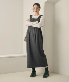 BEAUTY&YOUTH UNITED ARROWS / ビューティー&ユース ユナイテッドアローズ ロング・マキシ丈ワンピース | 【WEB限定 Wardrobe DAILY MINIMAL】ウールライクメランジ スクエアネックワンピース ウォッシャブル