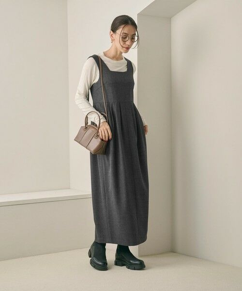 BEAUTY&YOUTH UNITED ARROWS / ビューティー&ユース ユナイテッドアローズ ロング・マキシ丈ワンピース | 【WEB限定 Wardrobe DAILY MINIMAL】ウールライクメランジ スクエアネックワンピース ウォッシャブル | 詳細20