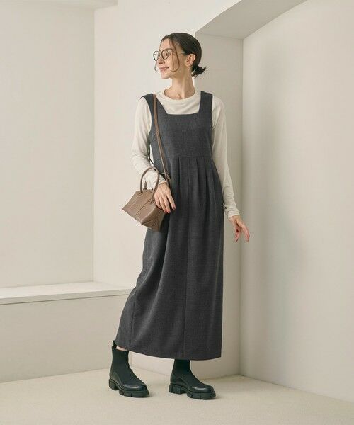 BEAUTY&YOUTH UNITED ARROWS / ビューティー&ユース ユナイテッドアローズ ロング・マキシ丈ワンピース | 【WEB限定 Wardrobe DAILY MINIMAL】ウールライクメランジ スクエアネックワンピース ウォッシャブル | 詳細21