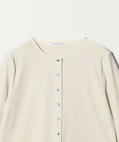 BEAUTY&YOUTH ベージュ 長袖カーディガン　ベロア BEAUTY＆YOUTH UNITED ARROWS カーディガン ベロアコンパクト