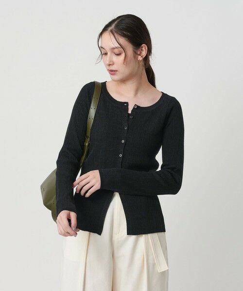 BEAUTY&YOUTH UNITED ARROWS / ビューティー&ユース ユナイテッドアローズ カーディガン・ボレロ | ポリエステルブレンド メランジリブ カーディガン ウォッシャブル(DK.GRAY)