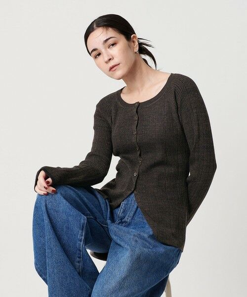 BEAUTY&YOUTH UNITED ARROWS / ビューティー&ユース ユナイテッドアローズ カーディガン・ボレロ | ポリエステルブレンド メランジリブ カーディガン ウォッシャブル(DK.BROWN)