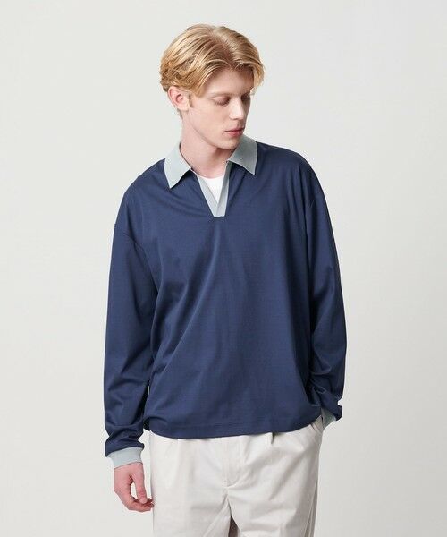 BEAUTY & YOUTH UNITED ARROWS/ビューティー&ユース ユナイテッドアローズ シャイニー スムース コンビ スキッパー カットソー NAVY S