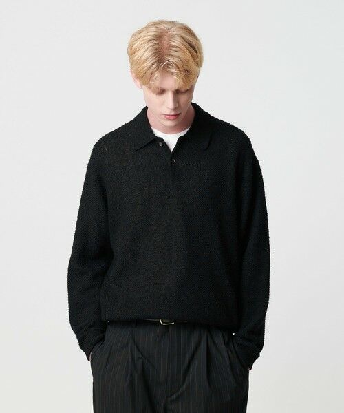 BEAUTY & YOUTH UNITED ARROWS/ビューティー&ユース ユナイテッドアローズ ニュアンス カール 2B ポロニット BLACK XL BEAUTY & YOUTH UNITED ARROWS/ビューティー&ユース ユナイテッドアローズ ニュアンス カール 2B ポロニット BLACK XL