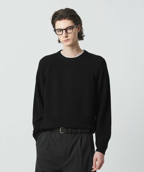 BEAUTY & YOUTH UNITED ARROWS/ビューティー&ユース ユナイテッドアローズ クリスプ アゼ スリーク クルーネック ニット BLACK M