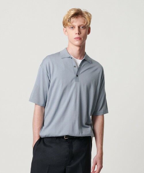 BEAUTY & YOUTH UNITED ARROWS/ビューティー&ユース ユナイテッドアローズ SPIFFY ウール 3B ショートスリーブ ポロシャツ ウォッシャブル LT. BLUE M