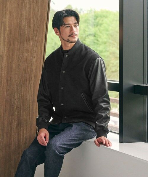 BEAUTY & YOUTH UNITED ARROWS/ビューティー&ユース ユナイテッドアローズ 【WEB限定 WARDROBE SMART】ブラックメルトン レザーライク スタジャン BLACK L