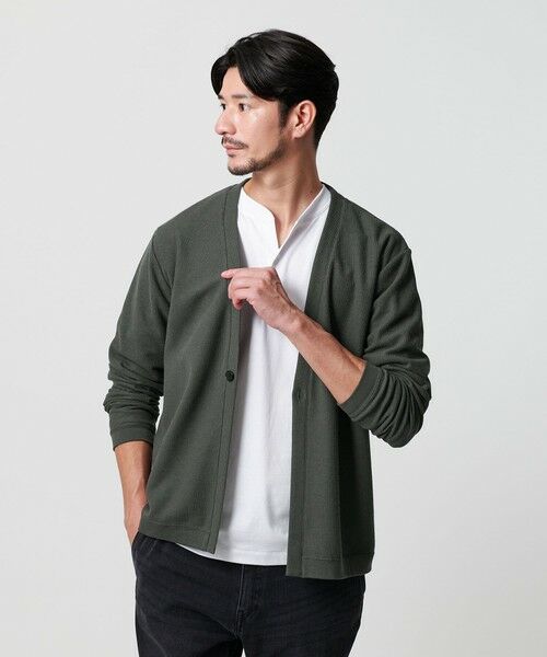 BEAUTY & YOUTH UNITED ARROWS/ビューティー&ユース ユナイテッドアローズ 【WEB限定 WARDROBE SMART】エアリー カノコ カーディガン 抗菌防臭 DK. GRAY XL