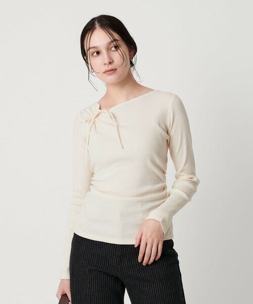 BEAUTY & YOUTH UNITED ARROWS/ビューティー&ユース ユナイテッドアローズ コットンリブ リボンギャザーカットソー OFF WHITE FREE BEAUTY & YOUTH UNITED ARROWS/ビューティー&ユース ユナイテッドアローズ コットンリブ リボンギャザーカットソー OFF WHITE FREE