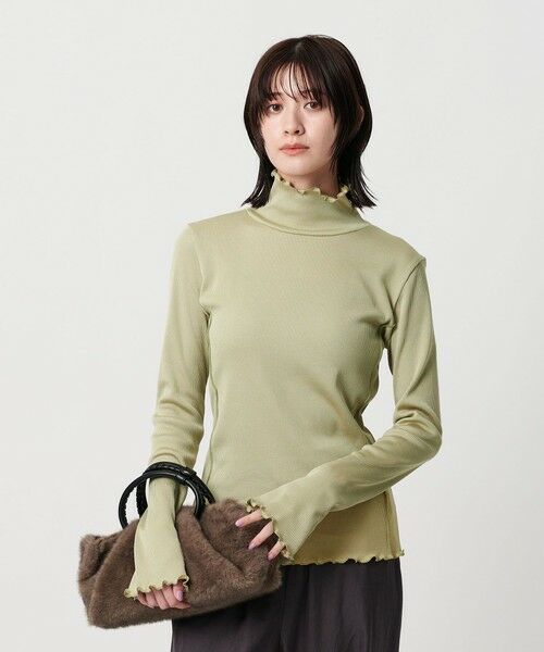 BEAUTY & YOUTH UNITED ARROWS/ビューティー&ユース ユナイテッドアローズ ポリエステルコットンテレコ メロータートルネック カットソー LIME FREE BEAUTY & YOUTH UNITED ARROWS/ビューティー&ユース ユナイテッドアローズ ポリエステルコットンテレコ メロータートルネック カットソー LIME FREE