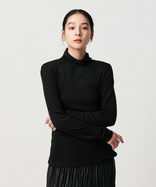 BEAUTY & YOUTH UNITED ARROWS/ビューティー&ユース ユナイテッドアローズ セルロースブレンドテレコ タートルネックカットソー BLACK FREE