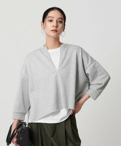 BEAUTY&YOUTH UNITED ARROWS / ビューティー&ユース ユナイテッドアローズ カットソー | 【WEB限定】ラメ裏毛 キーネック 8分袖プルオーバー