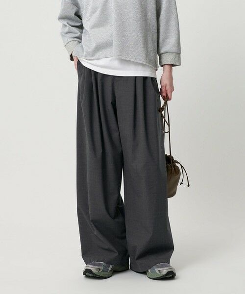 BEAUTY&YOUTH UNITED ARROWS / ビューティー&ユース ユナイテッドアローズ その他パンツ | 毛ポリエステルブレンド ワイドタックパンツ | 詳細1