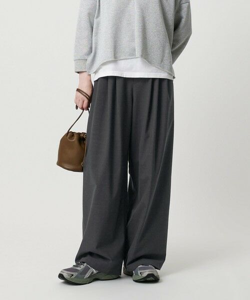 BEAUTY & YOUTH UNITED ARROWS/ビューティー&ユース ユナイテッドアローズ 毛ポリエステルブレンド ワイドタックパンツ DK. GRAY M