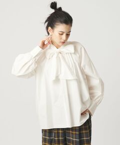 BEAUTY&YOUTH UNITED ARROWS / ビューティー&ユース ユナイテッドアローズ シャツ・ブラウス | コットン ソリッド&ストライプ ボウタイブラウス