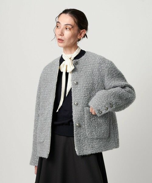 BEAUTY&YOUTH UNITED ARROWS / ビューティー&ユース ユナイテッドアローズ ノーカラージャケット | ドットジャガード ノーカラージャケット | 詳細1