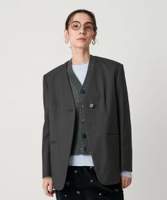 BEAUTY&YOUTH UNITED ARROWS / ビューティー&ユース ユナイテッドアローズ ノーカラージャケット | ポリエステルレーヨン ノーカラー1ボタンジャケット