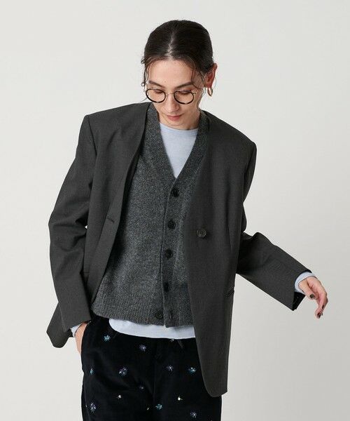 BEAUTY&YOUTH UNITED ARROWS / ビューティー&ユース ユナイテッドアローズ ノーカラージャケット | ポリエステルレーヨン ノーカラー1ボタンジャケット | 詳細1