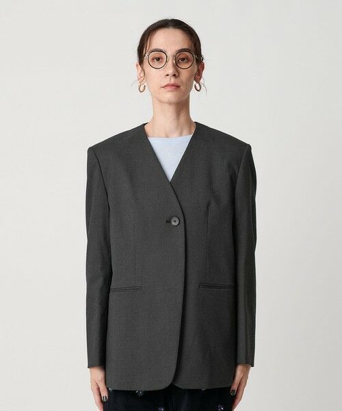 BEAUTY&YOUTH UNITED ARROWS / ビューティー&ユース ユナイテッドアローズ ノーカラージャケット | ポリエステルレーヨン ノーカラー1ボタンジャケット | 詳細5