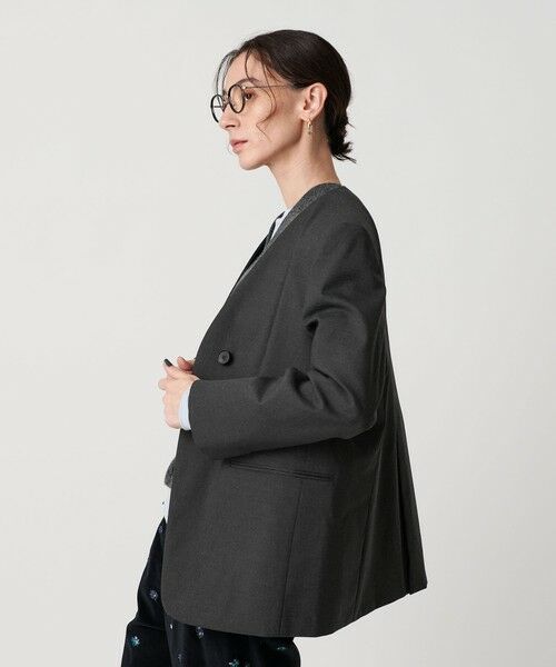 BEAUTY&YOUTH UNITED ARROWS / ビューティー&ユース ユナイテッドアローズ ノーカラージャケット | ポリエステルレーヨン ノーカラー1ボタンジャケット | 詳細2