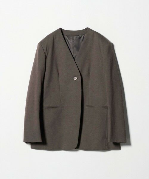 BEAUTY&YOUTH UNITED ARROWS / ビューティー&ユース ユナイテッドアローズ ノーカラージャケット | ポリエステルレーヨン ノーカラー1ボタンジャケット | 詳細18