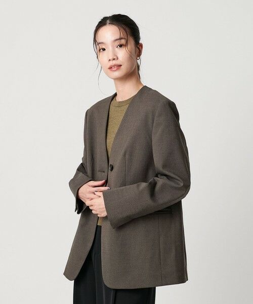 BEAUTY&YOUTH UNITED ARROWS / ビューティー&ユース ユナイテッドアローズ ノーカラージャケット | ポリエステルレーヨン ノーカラー1ボタンジャケット | 詳細14