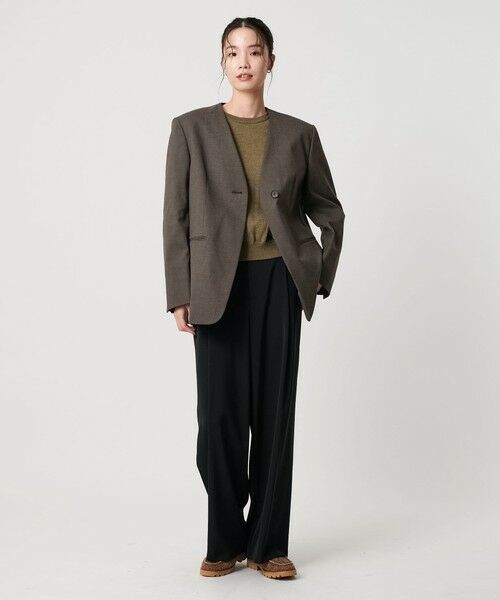 BEAUTY&YOUTH UNITED ARROWS / ビューティー&ユース ユナイテッドアローズ ノーカラージャケット | ポリエステルレーヨン ノーカラー1ボタンジャケット | 詳細17