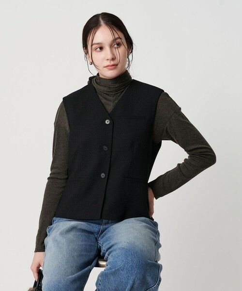 BEAUTY & YOUTH UNITED ARROWS/ビューティー&ユース ユナイテッドアローズ ポリエステル ツイードライクベスト BLACK FREE BEAUTY & YOUTH UNITED ARROWS/ビューティー&ユース ユナイテッドアローズ ポリエステル ツイードライクベスト BLACK FREE