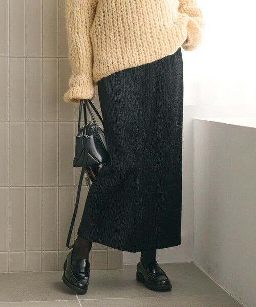 BEAUTY & YOUTH UNITED ARROWS/ビューティー&ユース ユナイテッドアローズ ベロアプリーツ タイトスカート ウォッシャブル BLACK S BEAUTY & YOUTH UNITED ARROWS/ビューティー&ユース ユナイテッドアローズ ベロアプリーツ タイトスカート ウォッシャブル BLACK S