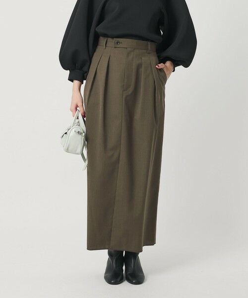 BEAUTY&YOUTH UNITED ARROWS / ビューティー&ユース ユナイテッドアローズ ロング・マキシ丈スカート | 毛ブレンド タックロングスカート 防シワ ウォッシャブル | 詳細1