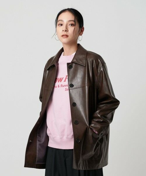 BEAUTY & YOUTH UNITED ARROWS/ビューティー&ユース ユナイテッドアローズ レザーライク カバーオール ジャケット DK. BROWN XS BEAUTY & YOUTH UNITED ARROWS/ビューティー&ユース ユナイテッドアローズ レザーライク カバーオール ジャケット DK. BROWN XS