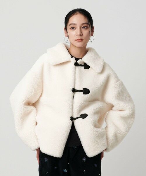 BEAUTY & YOUTH UNITED ARROWS/ビューティー&ユース ユナイテッドアローズ 【WEB限定】ボア×フェイクムートン ループボタンジャケット 2WAY OFF WHITE FREE