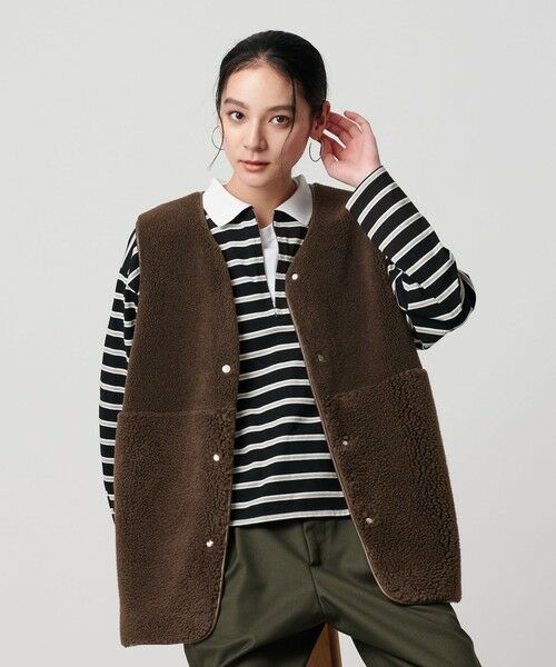 BEAUTY & YOUTH UNITED ARROWS/ビューティー&ユース ユナイテッドアローズ 【WEB限定】ボア×フェイクムートン リバーシブルベスト DK. BROWN FREE BEAUTY & YOUTH UNITED ARROWS/ビューティー&ユース ユナイテッドアローズ 【WEB限定】ボア×フェイクムートン リバーシブルベスト DK. BROWN FREE