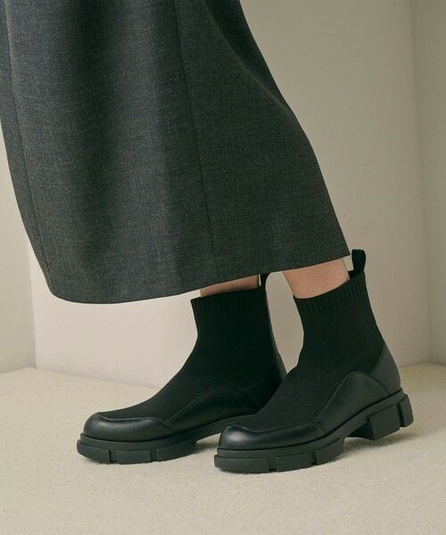 BEAUTY&YOUTH UNITED ARROWS / ビューティー&ユース ユナイテッドアローズ ブーツ（ショート丈） | ニット レザーライク ブーツ 撥水/晴雨兼用 | 詳細2