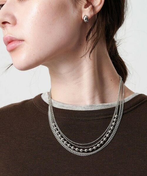 BEAUTY & YOUTH UNITED ARROWS/ビューティー&ユース ユナイテッドアローズ メタル ミックスチェーン 5連 ネックレス SILVER FREE