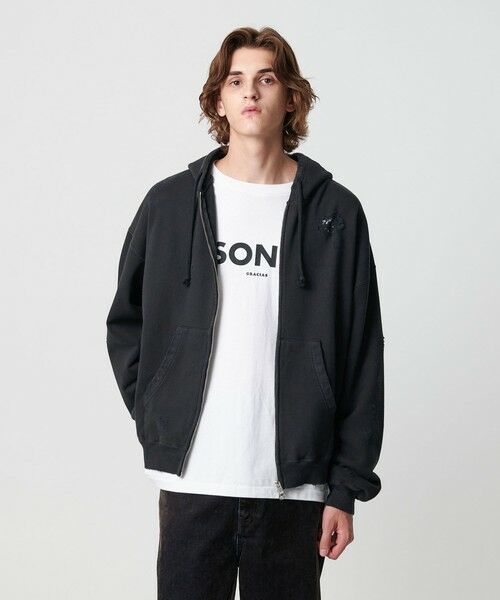 BEAUTY&YOUTH UNITED ARROWS / ビューティー&ユース ユナイテッドアローズ カーディガン・ボレロ | フレンチテリー ディストレスト フルジップ フーディー | 詳細1