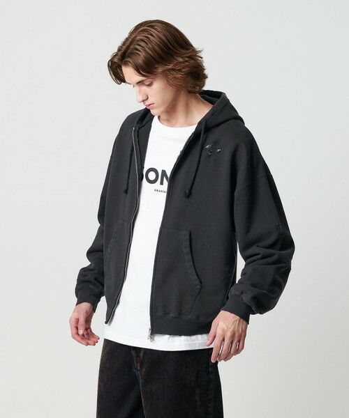 BEAUTY&YOUTH UNITED ARROWS / ビューティー&ユース ユナイテッドアローズ カーディガン・ボレロ | フレンチテリー ディストレスト フルジップ フーディー | 詳細3