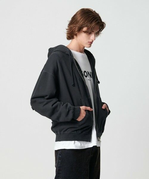 BEAUTY&YOUTH UNITED ARROWS / ビューティー&ユース ユナイテッドアローズ カーディガン・ボレロ | フレンチテリー ディストレスト フルジップ フーディー | 詳細4