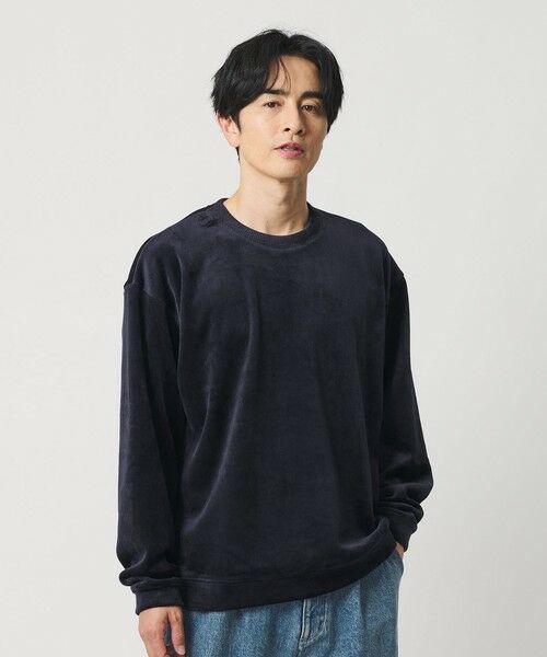 BEAUTY & YOUTH UNITED ARROWS/ビューティー&ユース ユナイテッドアローズ ボンディング コーデュロイ クルーネック トップス NAVY L BEAUTY & YOUTH UNITED ARROWS/ビューティー&ユース ユナイテッドアローズ ボンディング コーデュロイ クルーネック トップス NAVY L