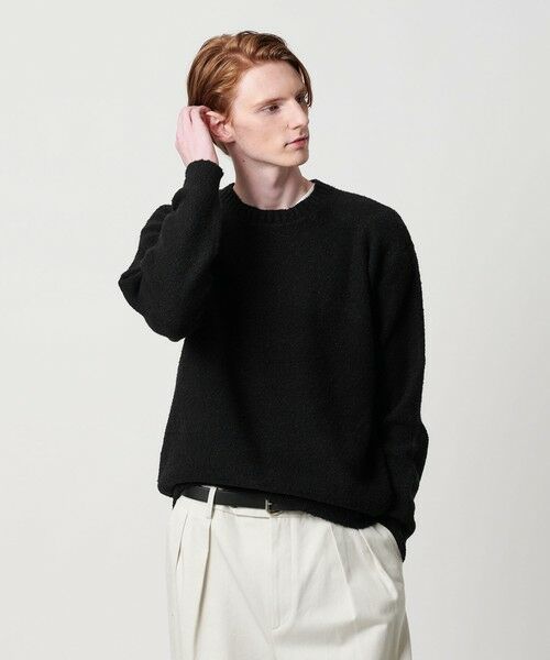 BEAUTY & YOUTH UNITED ARROWS/ビューティー&ユース ユナイテッドアローズ クリンプ コットンウール クルーネック ニット BLACK M BEAUTY & YOUTH UNITED ARROWS/ビューティー&ユース ユナイテッドアローズ クリンプ コットンウール クルーネック ニット BLACK M