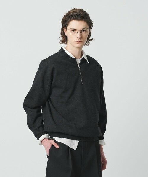 BEAUTY&YOUTH UNITED ARROWS / ビューティー&ユース ユナイテッドアローズ ニット・セーター | ハイブリッド ウール ジップ クルーネック ニット | 詳細1
