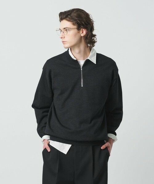 BEAUTY&YOUTH UNITED ARROWS / ビューティー&ユース ユナイテッドアローズ ニット・セーター | ハイブリッド ウール ジップ クルーネック ニット | 詳細2